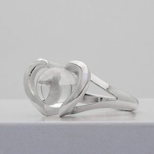 Crystal Ball Silver Heart Ring, Real 925 Sterling Ring Size 7, Mystique Ring